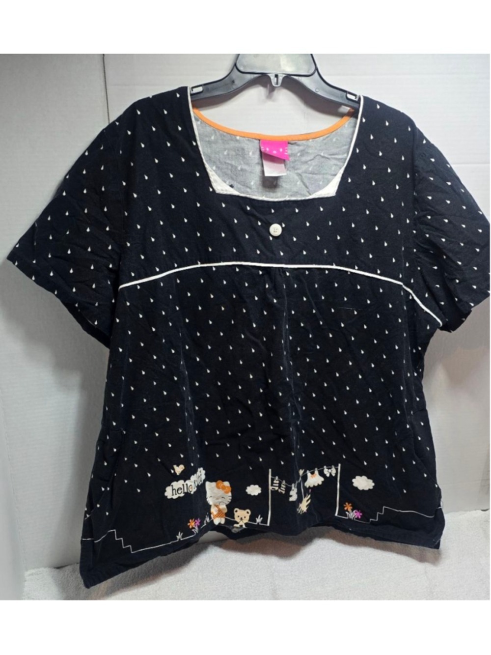 Women's Hello Kitty Black & White Polka Dot Pajama Top 3X
